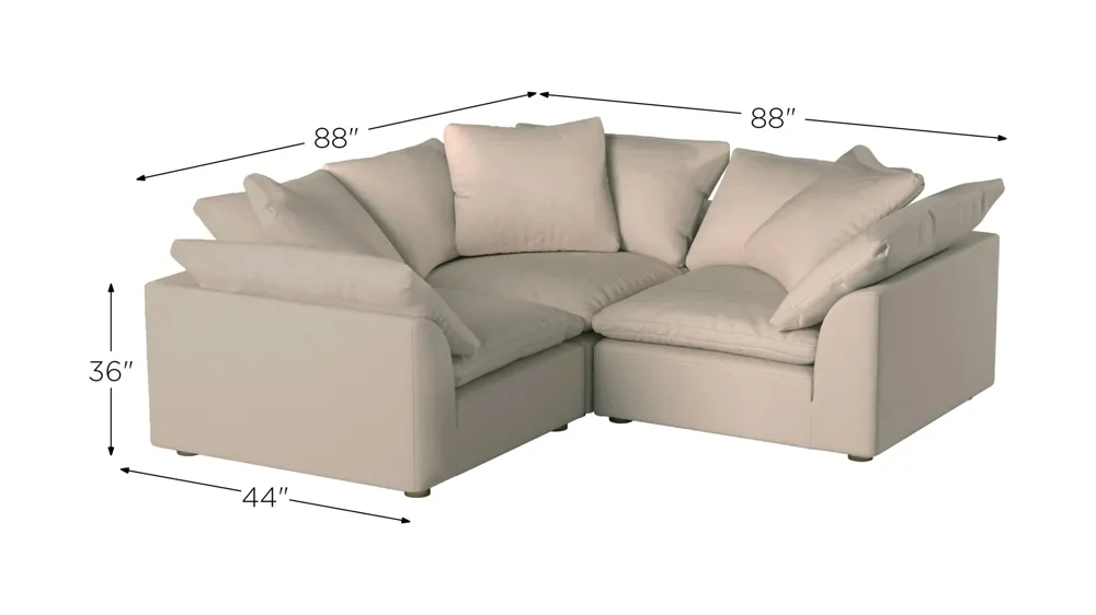 Puff Slipcover 3-pc. Sectional Dimensions