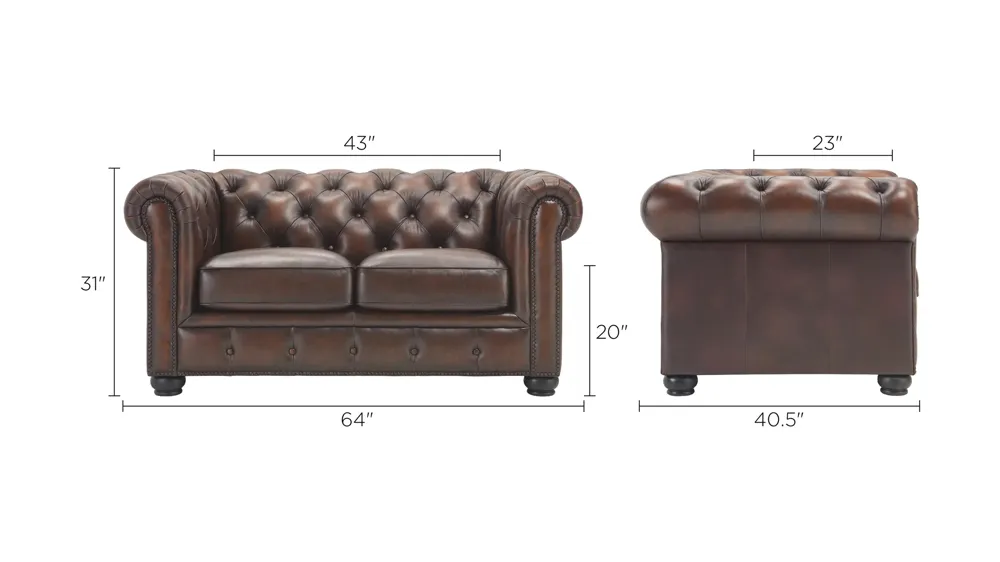 Hutchinson Leather Loveseat Dimensions