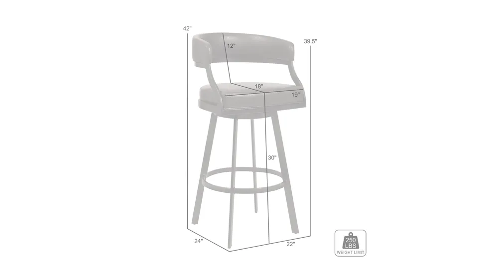 Squire 30" Swivel Barstool Dimensions
