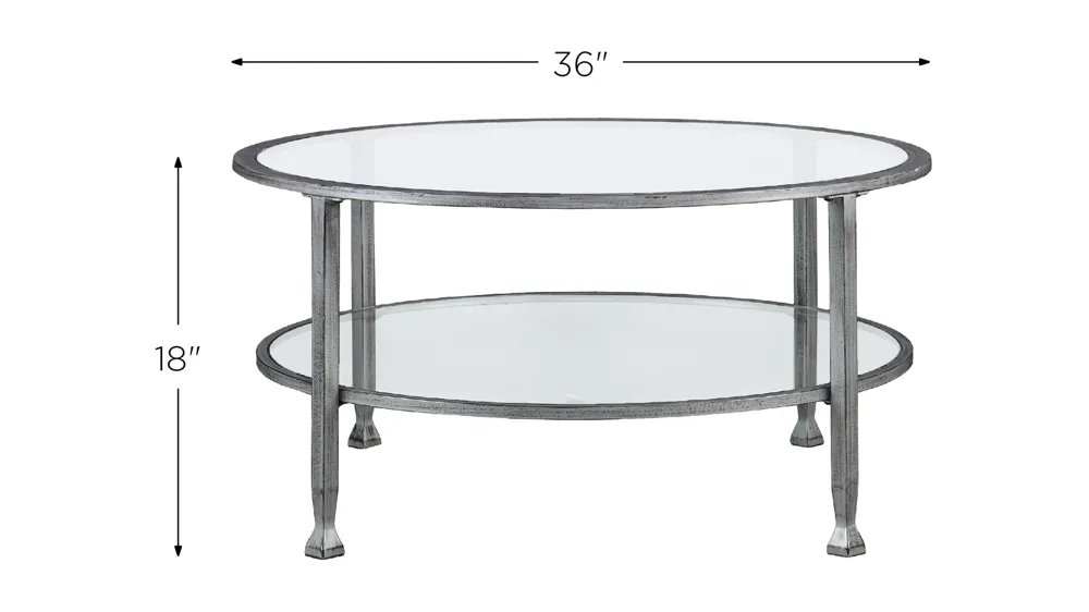 Bexley Metal/Glass Round Cocktail Table Dimensions