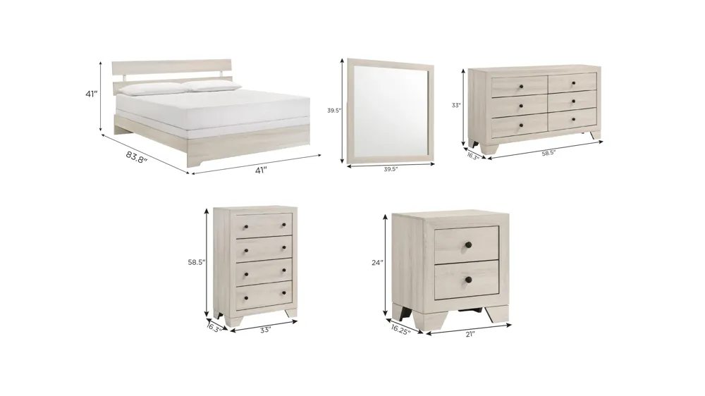 Atticus 5-pc. Bedroom Set Dimensions