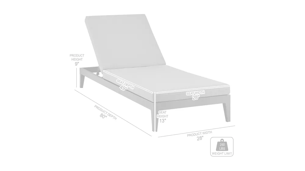 Argiope Outdoor Chaise Lounge Chair Dimensions