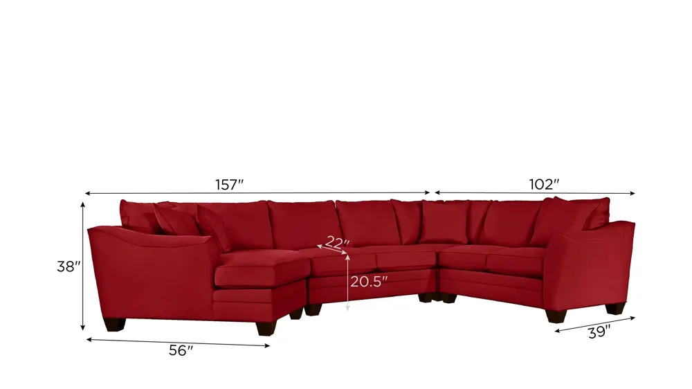 Foresthill 4-pc. Left Hand Cuddler with Loveseat Sectional Sofa Dimensions