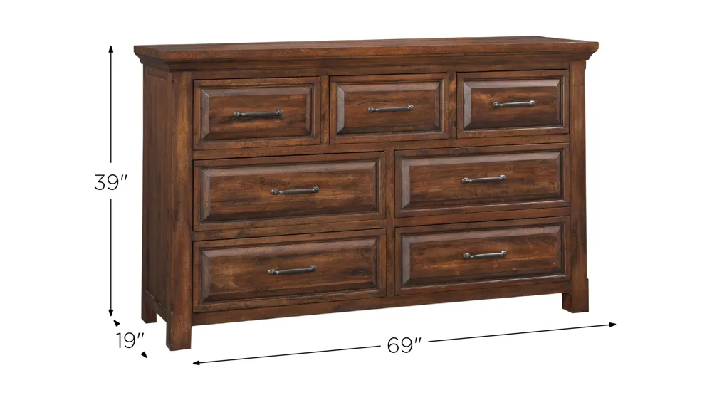 HillCrest Seven Drawer Dresser Dimensions