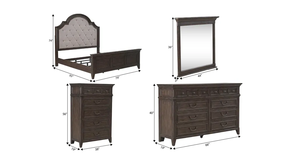 Paradise Valley 4-pc. Bedroom Set Dimensions