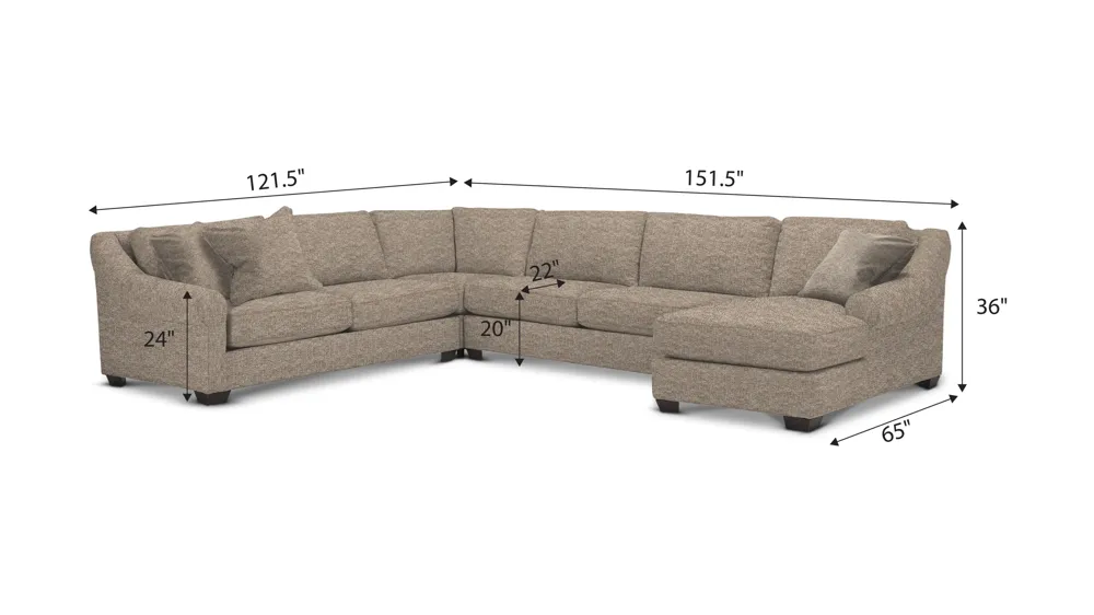 Thatcher 4-pc. Sectional Dimensions