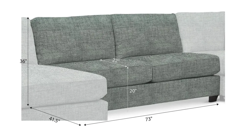 Thatcher Armless Loveseat Dimensions