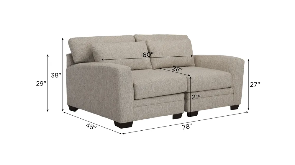 Easton 2-pc. Loveseat Dimensions