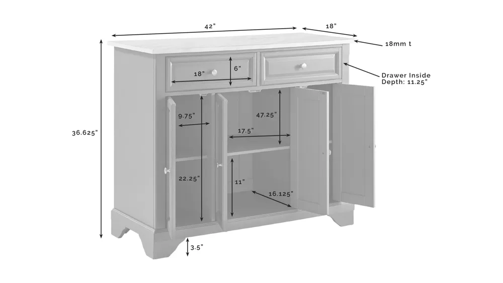 Avery Kitchen Island Dimensions
