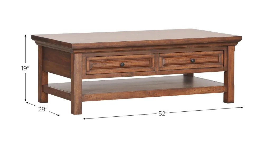 HillCrest Rectangular Coffee Table Dimensions