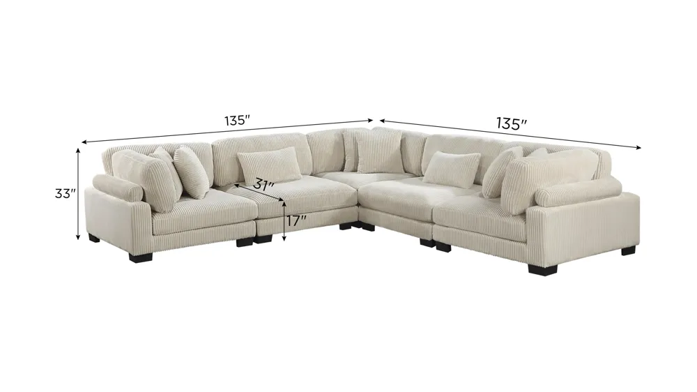 Maverick 5-pc. Sectional Dimensions