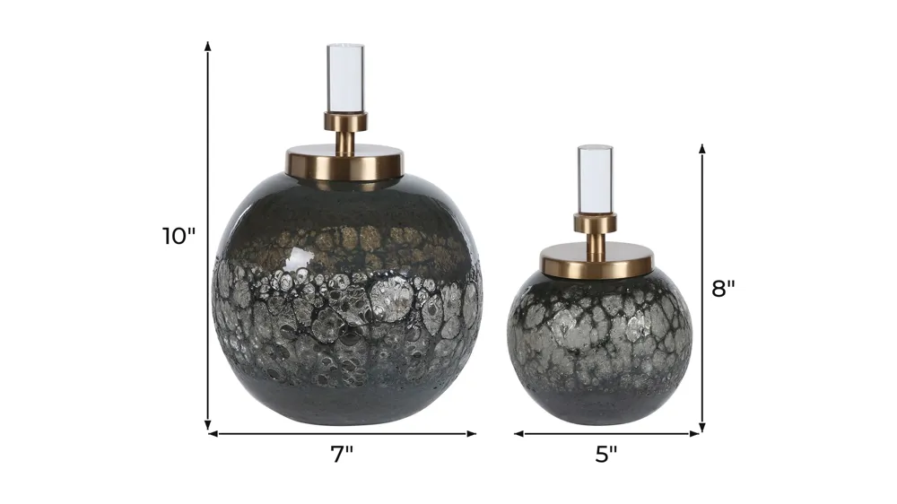 Cessair Art Glass Bottles: Set of 2 Dimensions