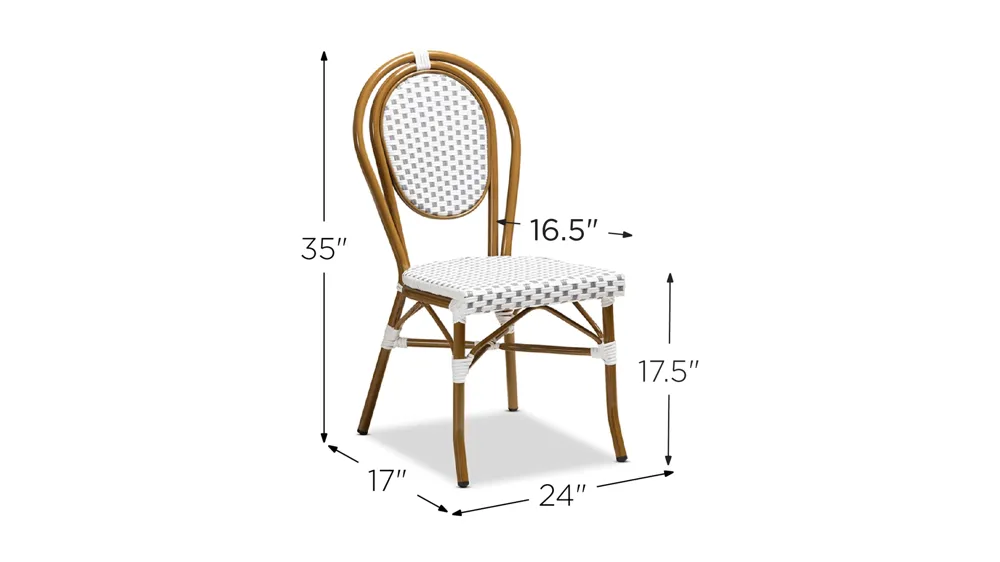 Gauthier Outdoor Stackable Bistro Dining Chair Dimensions