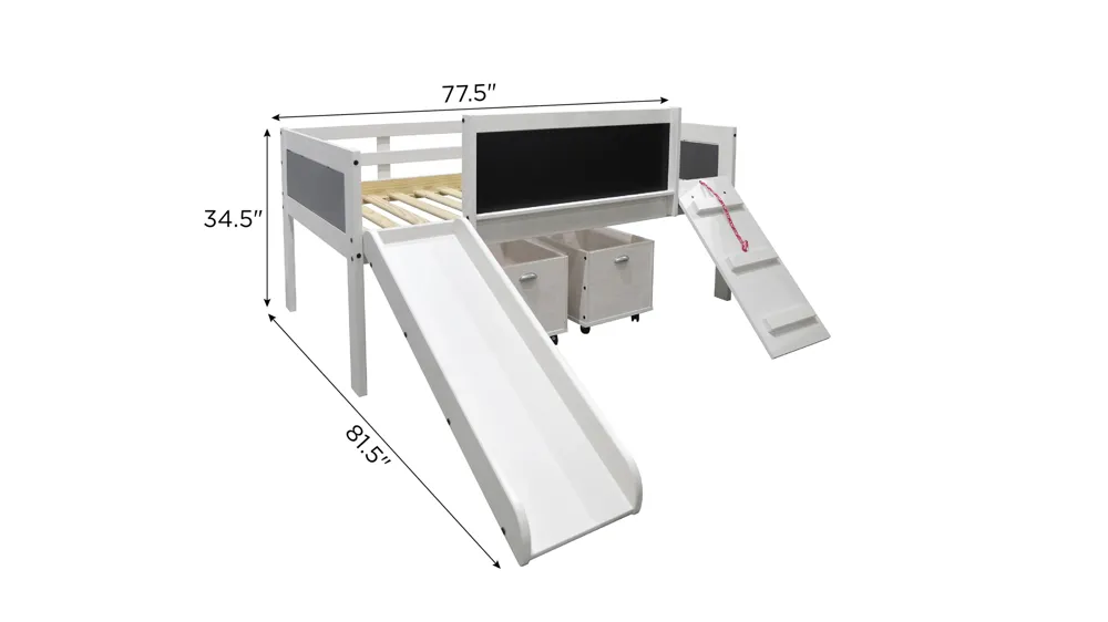 Donco Low Loft with Toy Boxes Dimensions