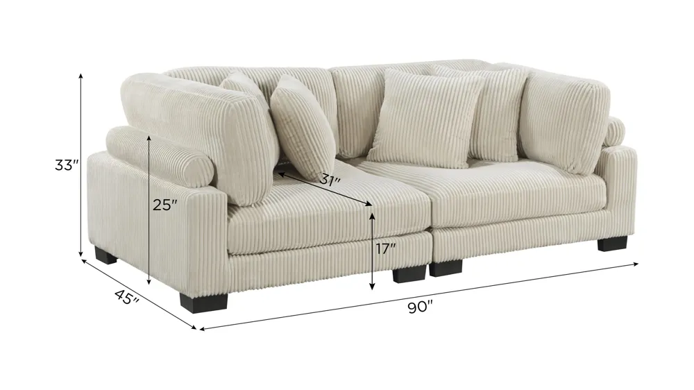 Maverick 2-pc. Loveseat Dimensions