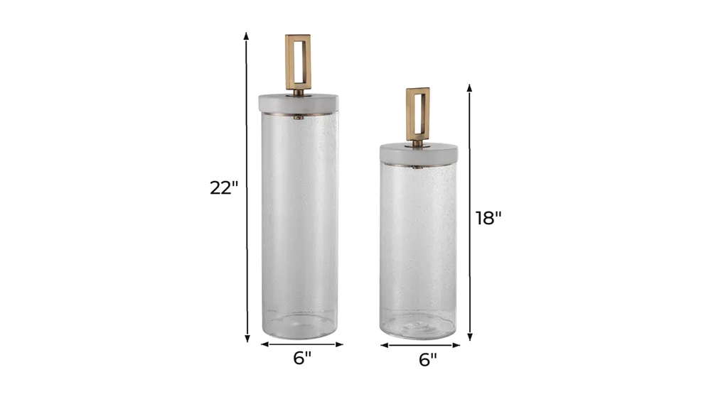 Hayworth Seeded Glass Containers: Set of 2 Dimensions