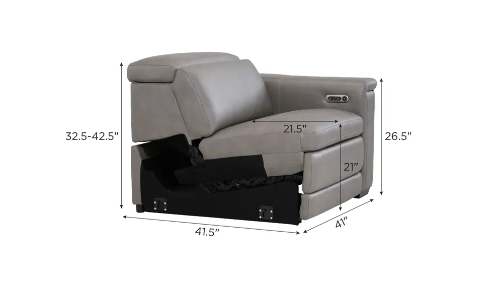 Finnegan Right Arm Facing Recliner w/ Power Headrest Dimensions