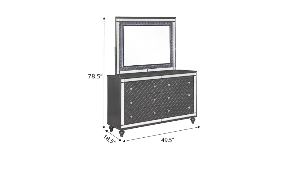 Refina Bedroom Dresser w/Mirror Dimensions