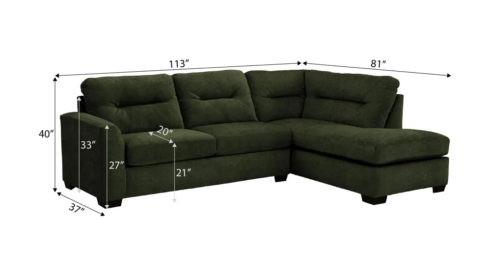 Oliver 2-pc. Sectional Dimensions