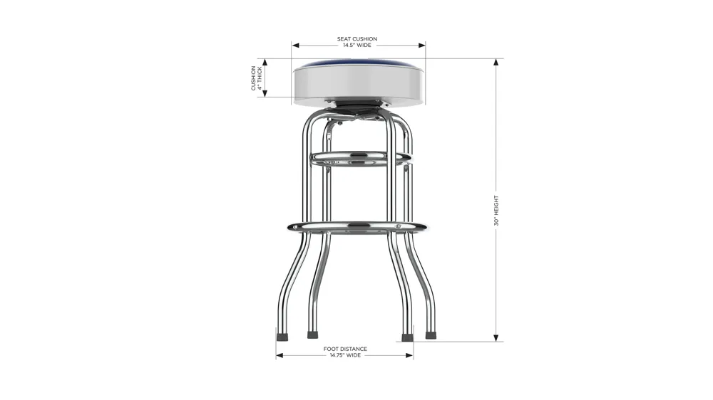 NCAA Backless Swivel Bar Stool Dimensions