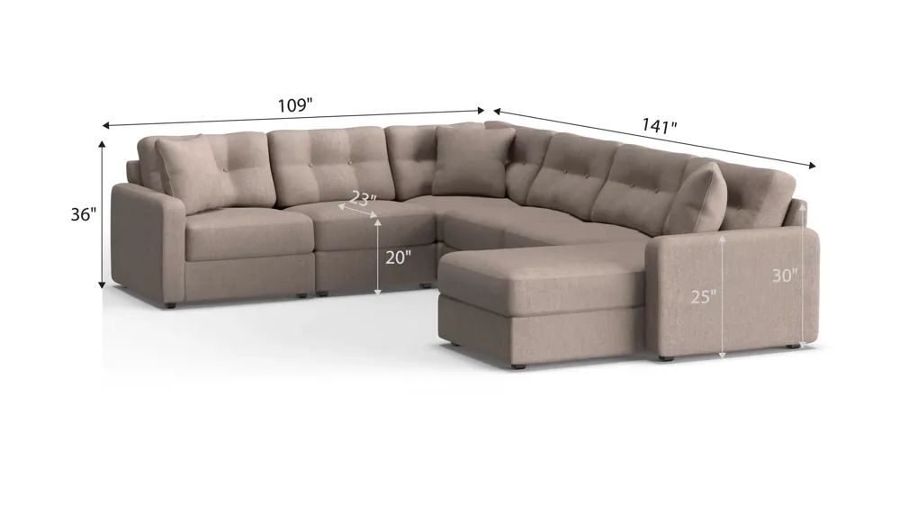 ModularOne 6-pc. Sectional Dimensions