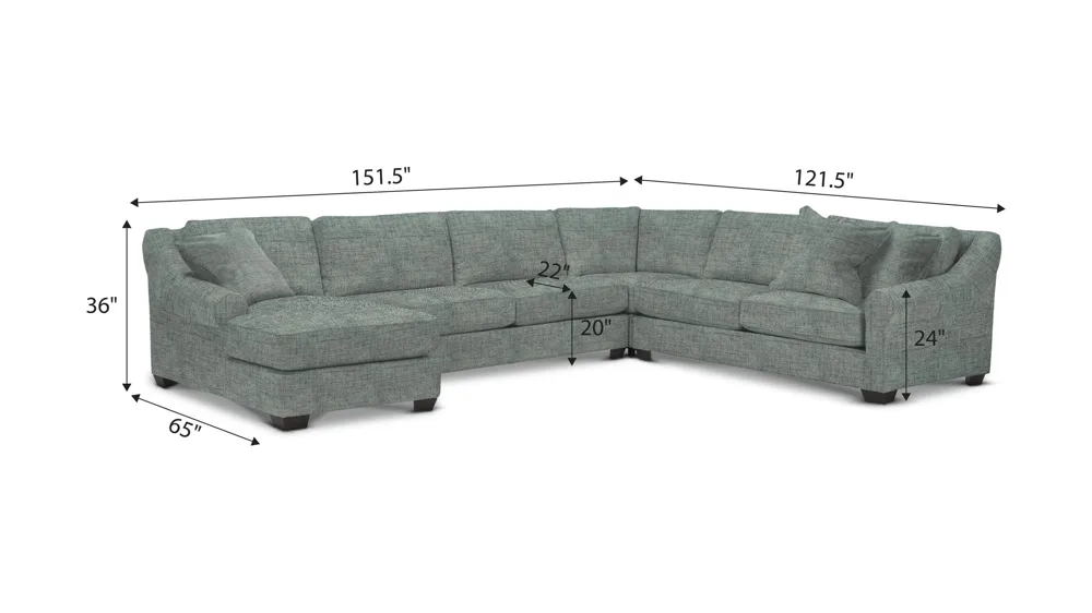 Thatcher 4-pc. Sectional Dimensions