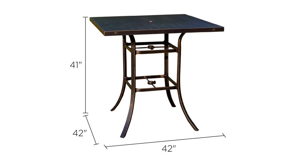 Valencia 42" Square Outdoor Bar Table Dimensions