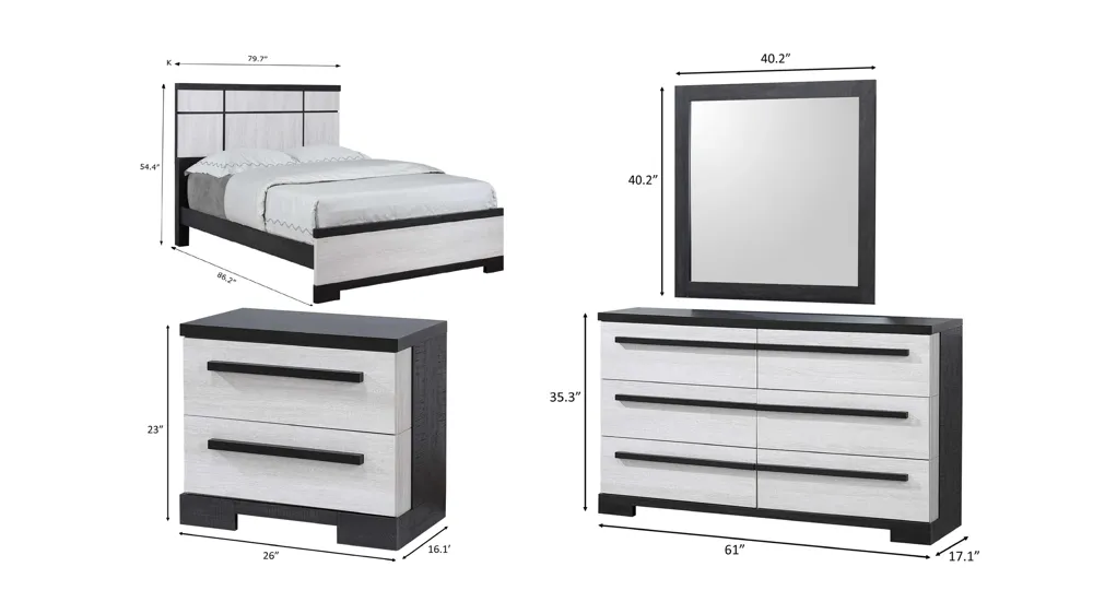 Remington 4-pc. Bedroom Set Dimensions