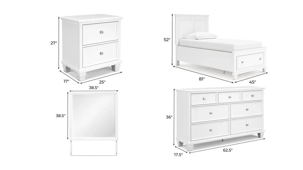 Reed 4-pc. Storage Bedroom Set Dimensions