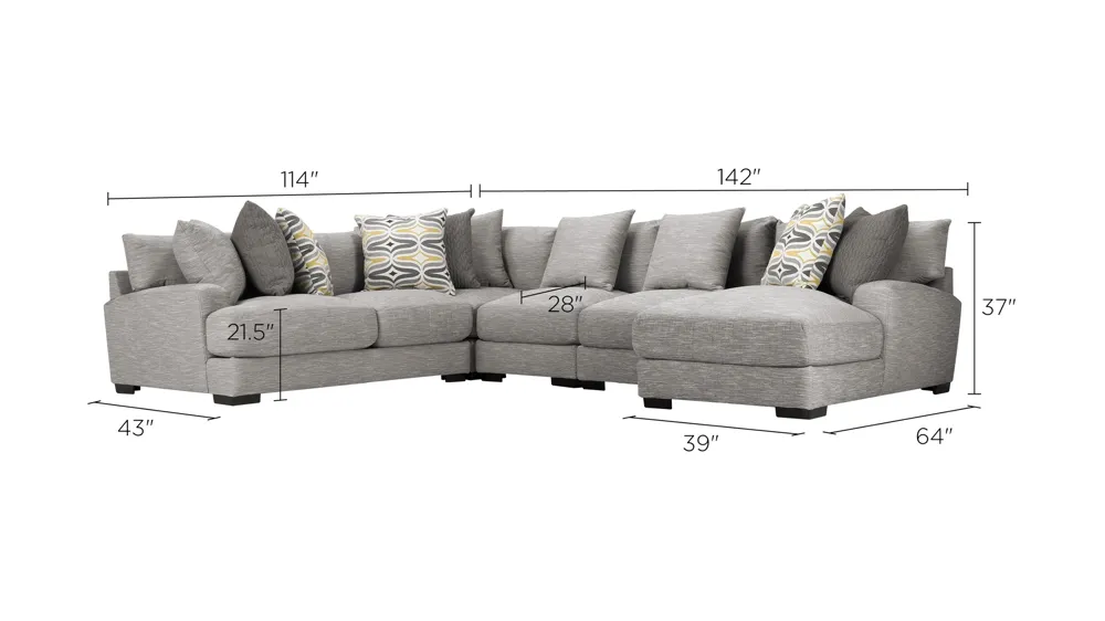 Leighton 5-pc. Sectional Sofa Dimensions