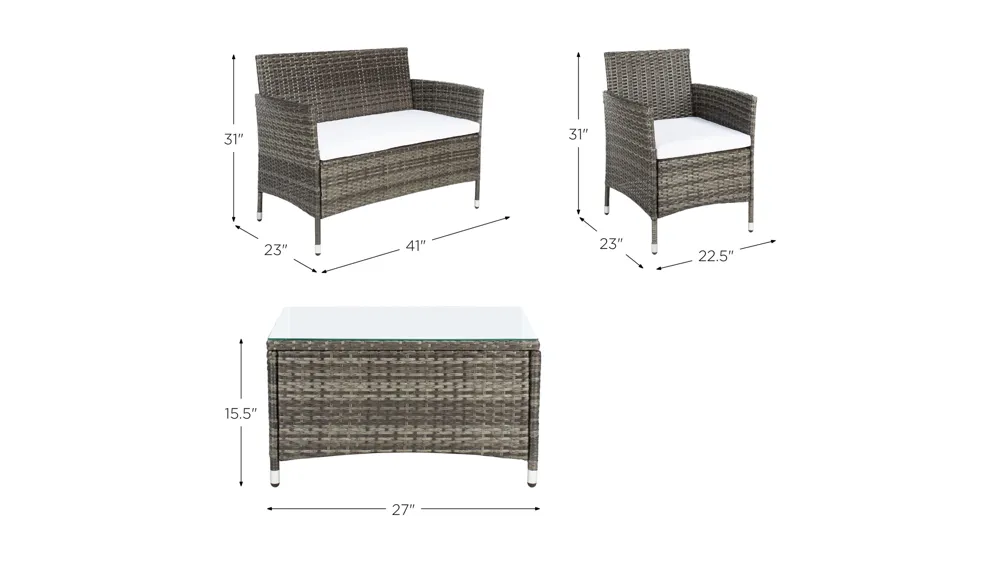 Sophie 4-pc. Patio Set Dimensions
