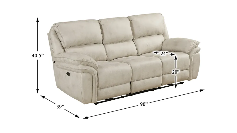 Cassiopeia Power Double Reclining Sofa Dimensions