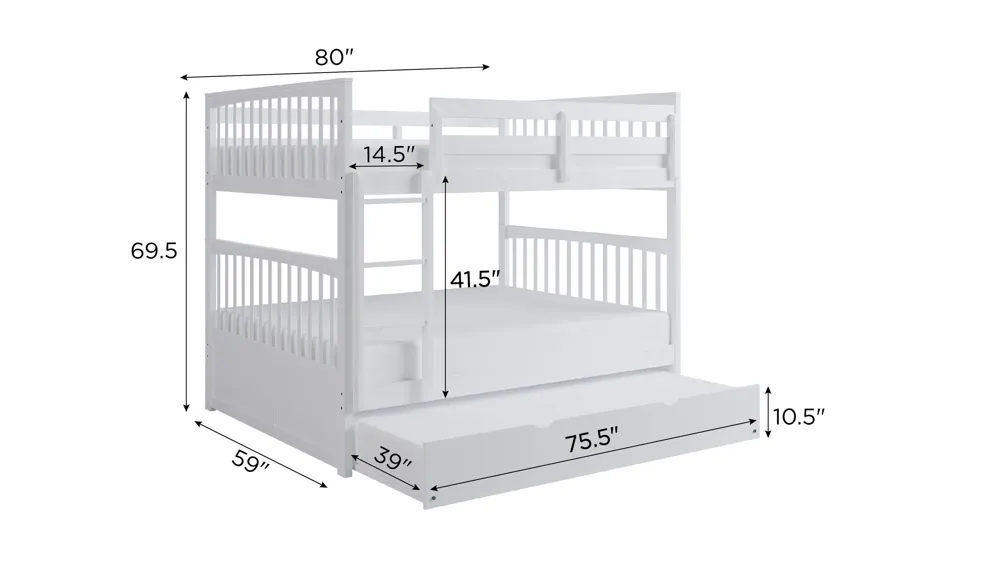 Apollo Bunk Bed with Trundle Dimensions