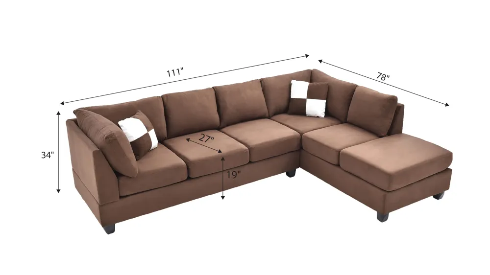 Malone 2-pc. Reversible Sectional Sofa Dimensions