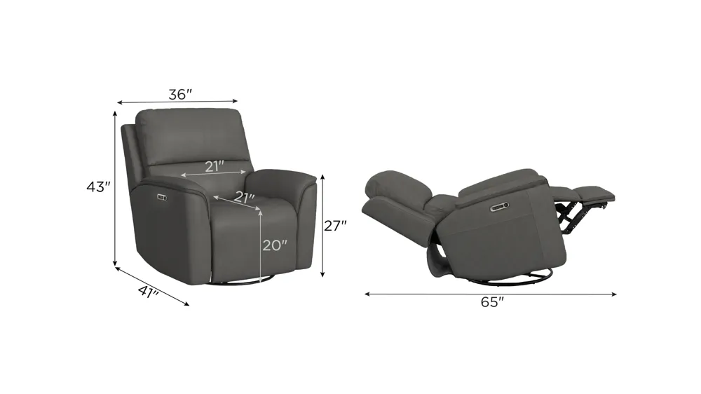 Henrick Triple Power Leather Swivel Glider Recliner | Raymour