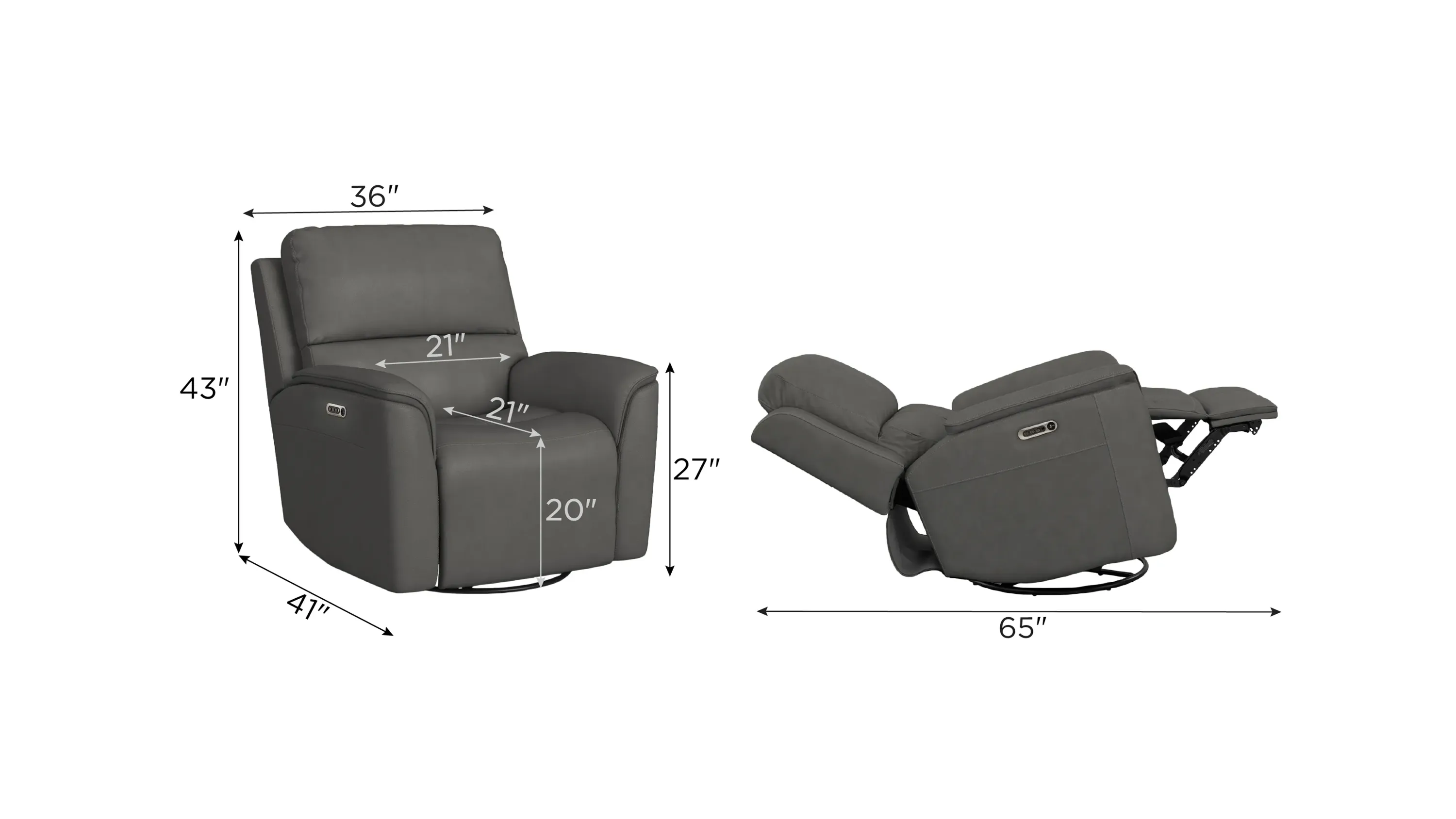 Henrick Triple Power Leather Swivel Glider Recliner | Raymour