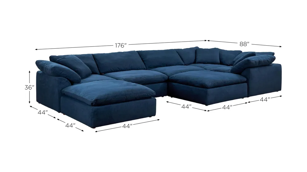 Puff Slipcover 7-pc. Sectional Dimensions