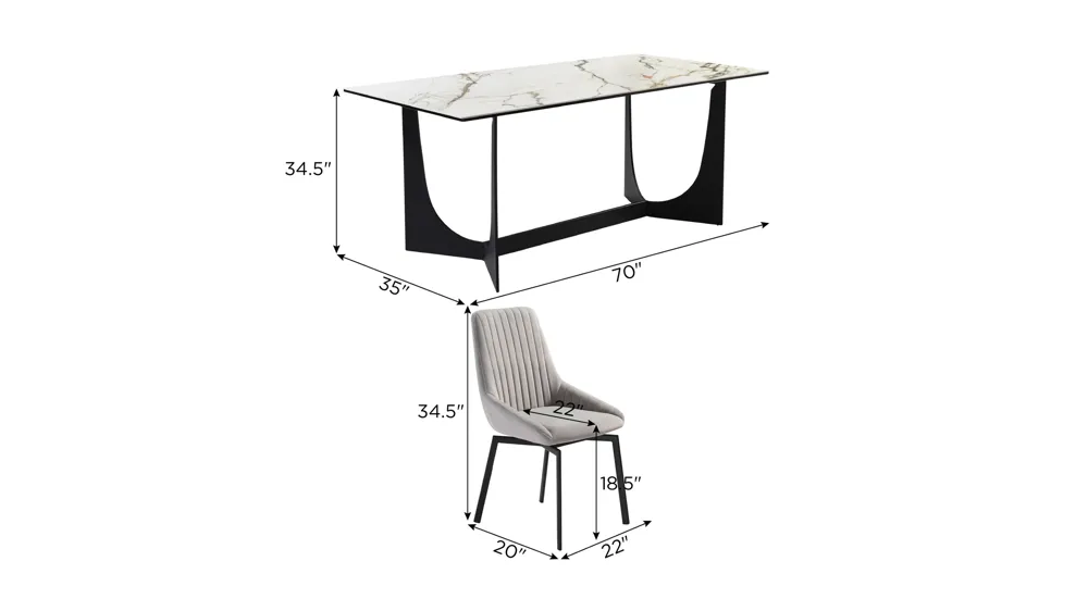 Esme Susie 7-pc. Dining Set Dimensions