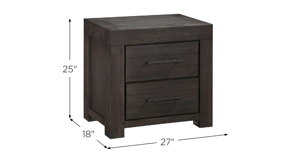 Heath Two Drawer Nightstand Dimensions