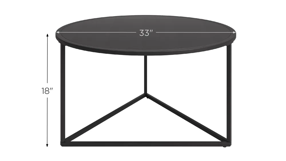Raya Round Coffee Table with Metal Top Dimensions