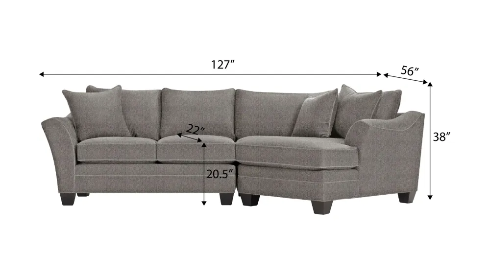 Foresthill 2-pc. Right Hand Cuddler Sectional Sofa Dimensions