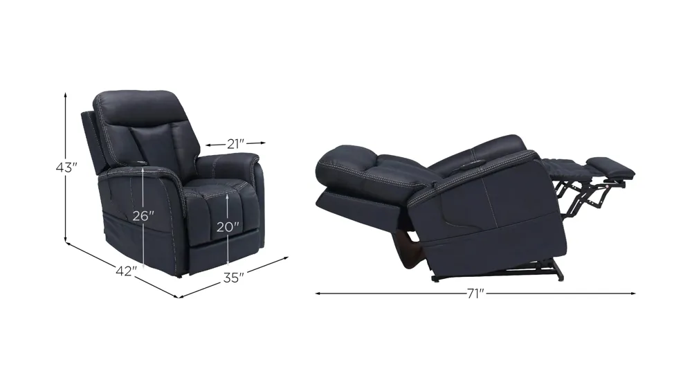 Garron Power Lift Recliner with Power Headrest and Heat Dimensions