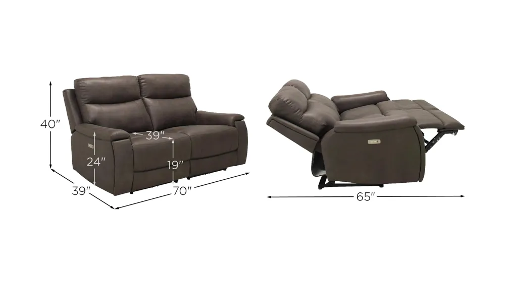 Cole 2-pc. Power Loveseat Dimensions