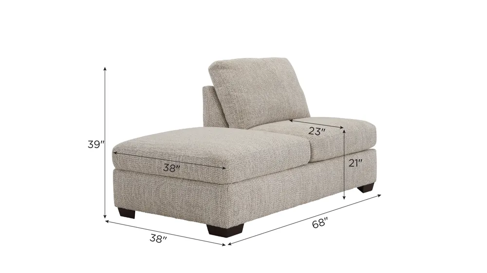 Becker Left Arm Facing Bumper Chaise w/ Storage Dimensions