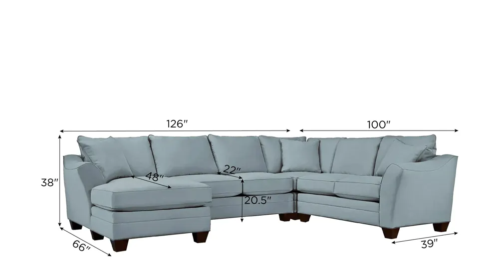 Foresthill 4-pc. Left Hand Chaise Sectional Sofa Dimensions