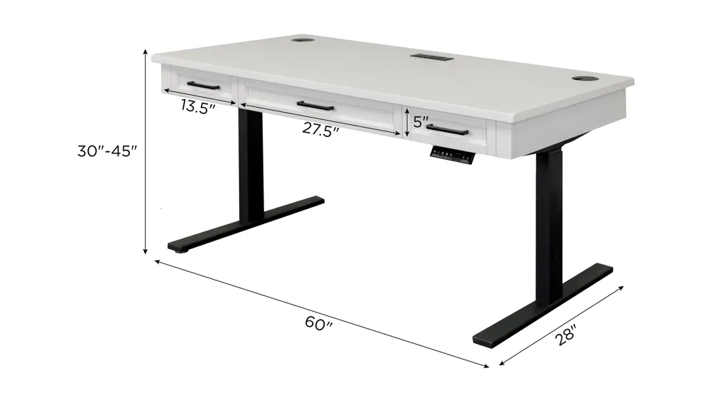 Abby Height Adjustable Office Desk Dimensions