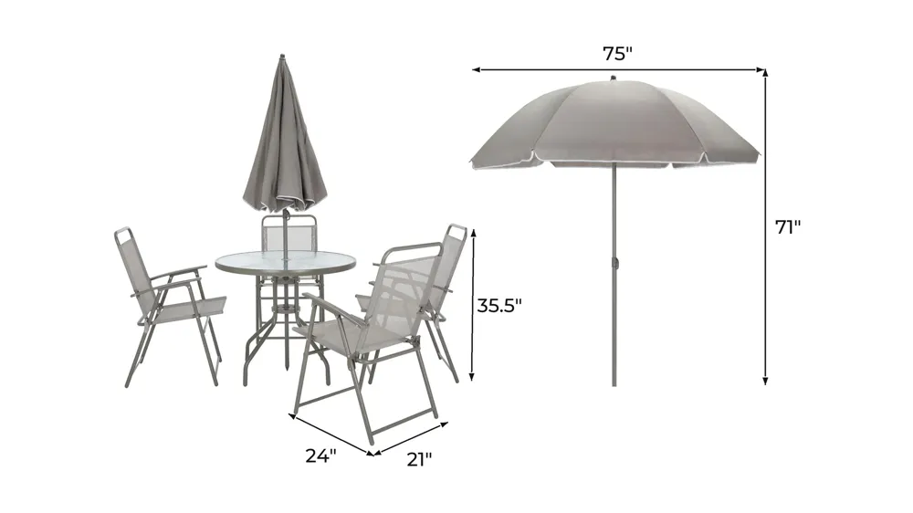 Monico 6-pc. Outdoor Dining Set Dimensions