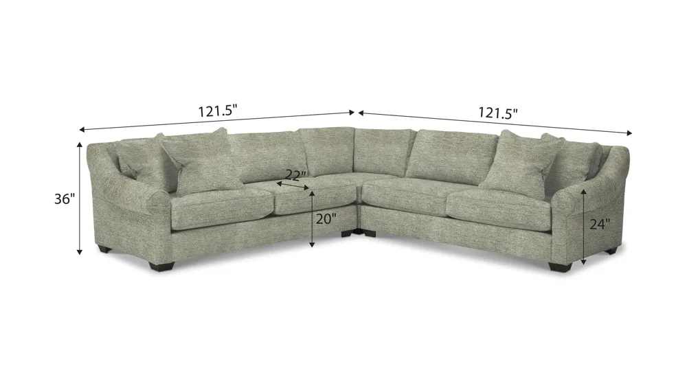 Thatcher 3-pc. Sectional Dimensions