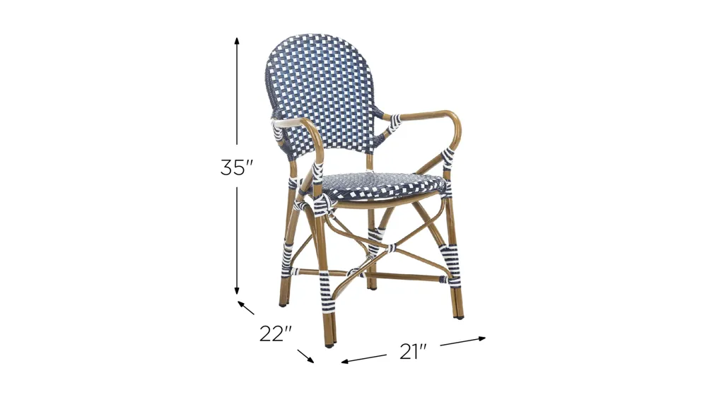 Dario Outdoor Stacking Arm Chair -Set of 2 Dimensions