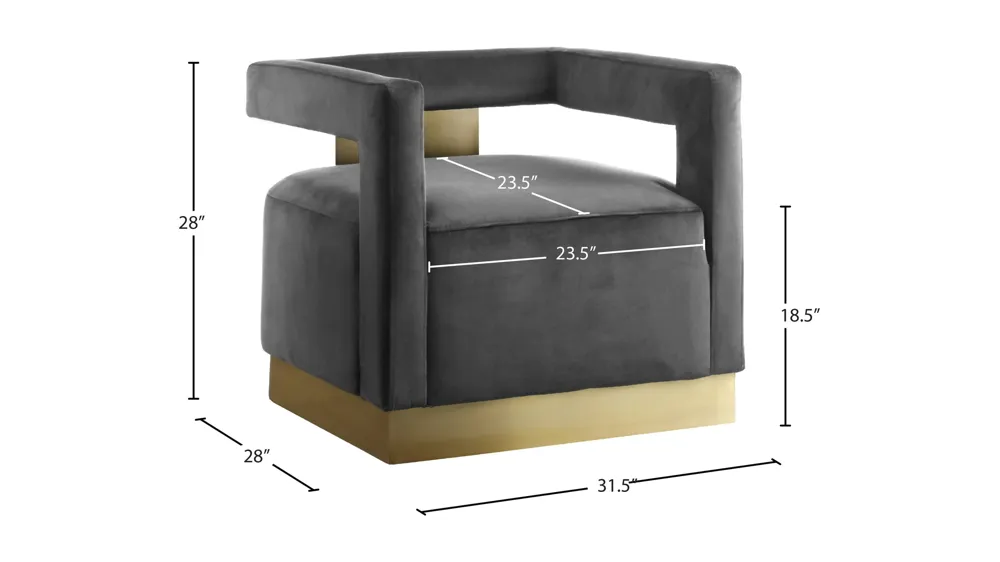 Armani Velvet Accent Chair Dimensions